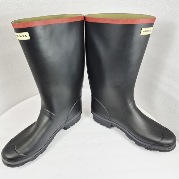 Hunter Argyll Full Knee Rubber Wellington Boots Black Men’s Size US 14 - Picture 5 of 10